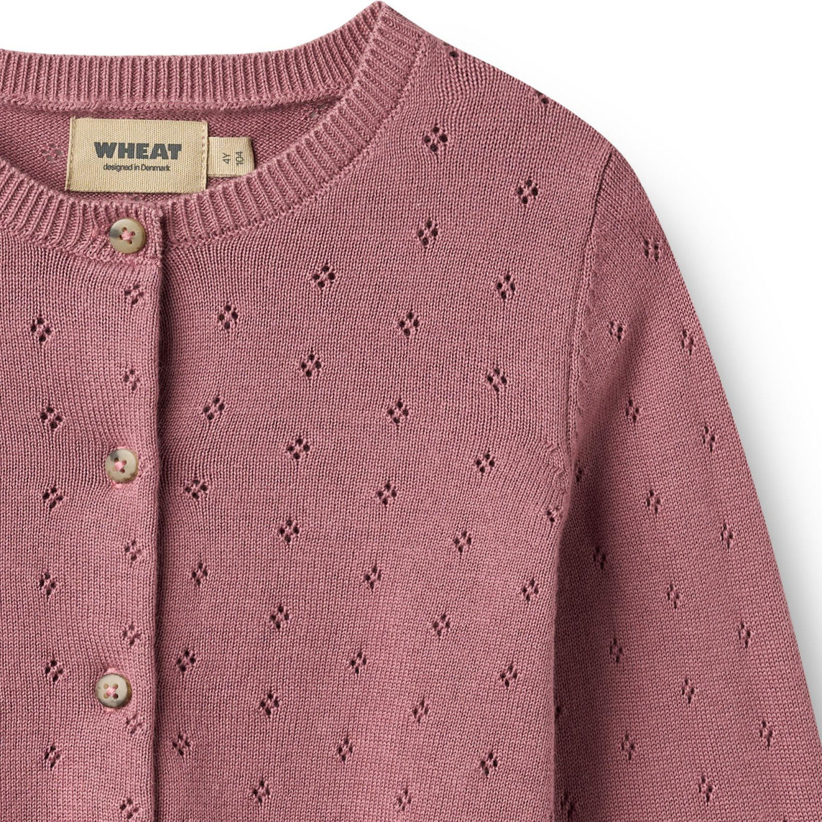Wheat Warm Lilac Strikk Cardigan Maia