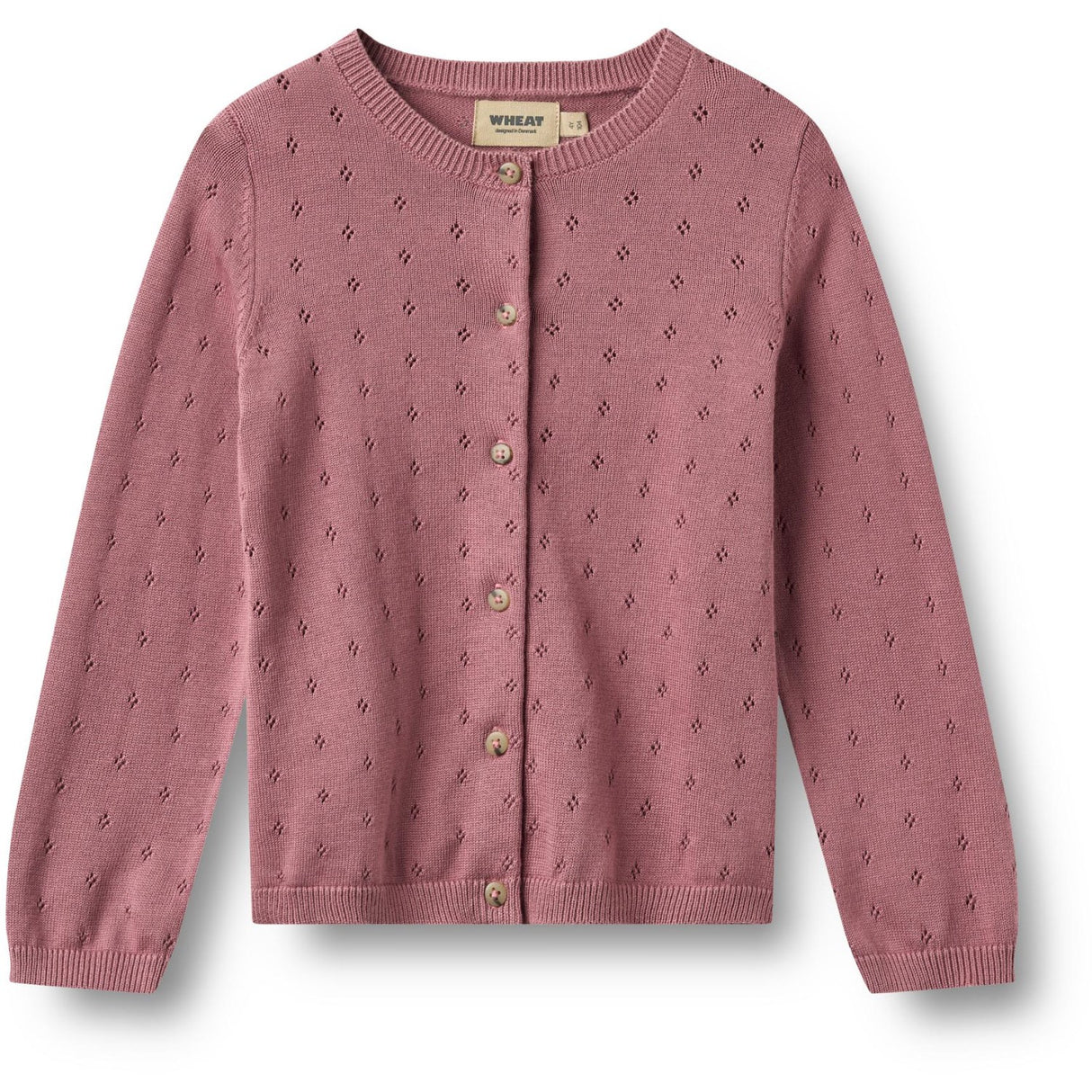 Wheat Warm Lilac Strikk Cardigan Maia
