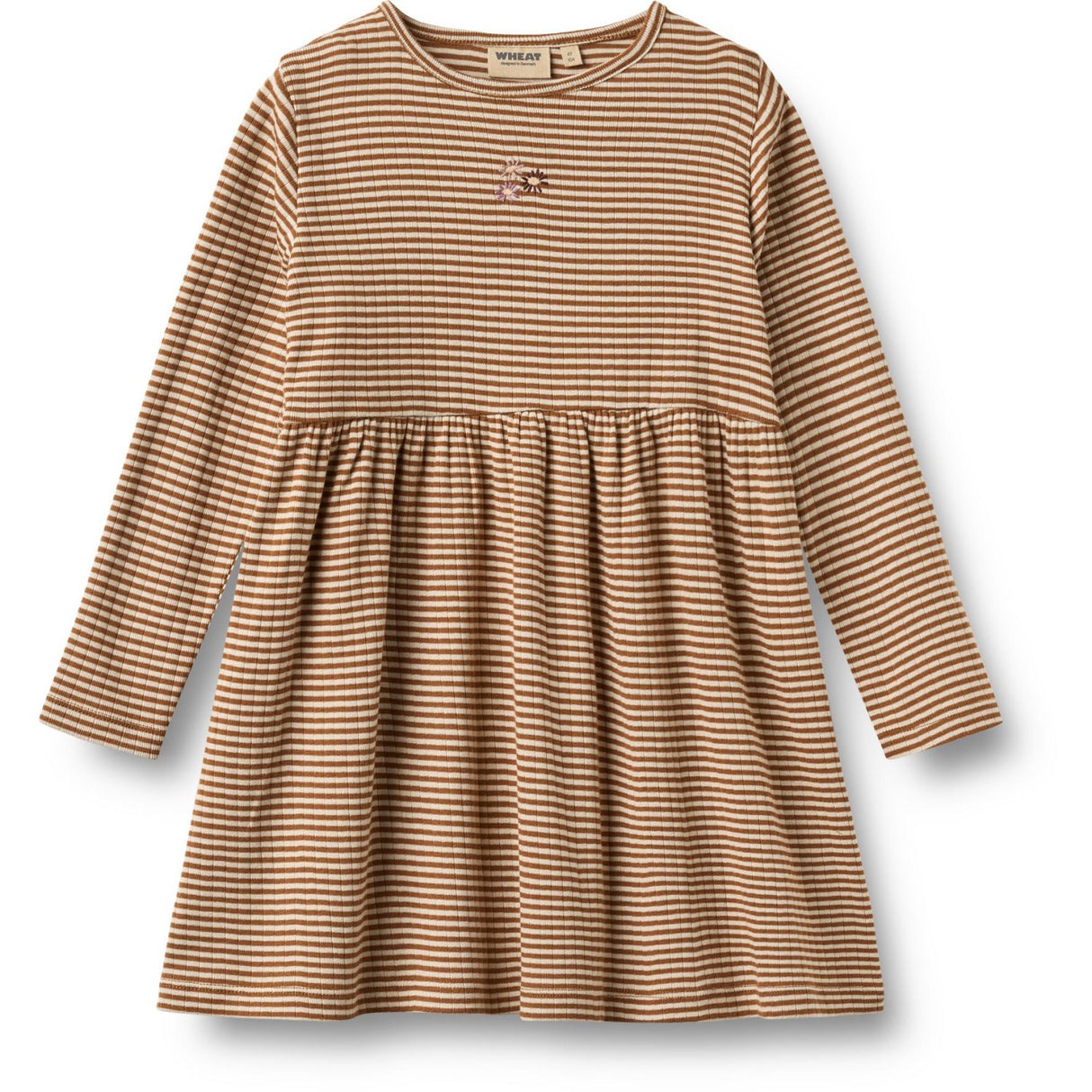 Wheat Warm Hazel Stripe Jersey Kjole L/S Embroidery Sessa