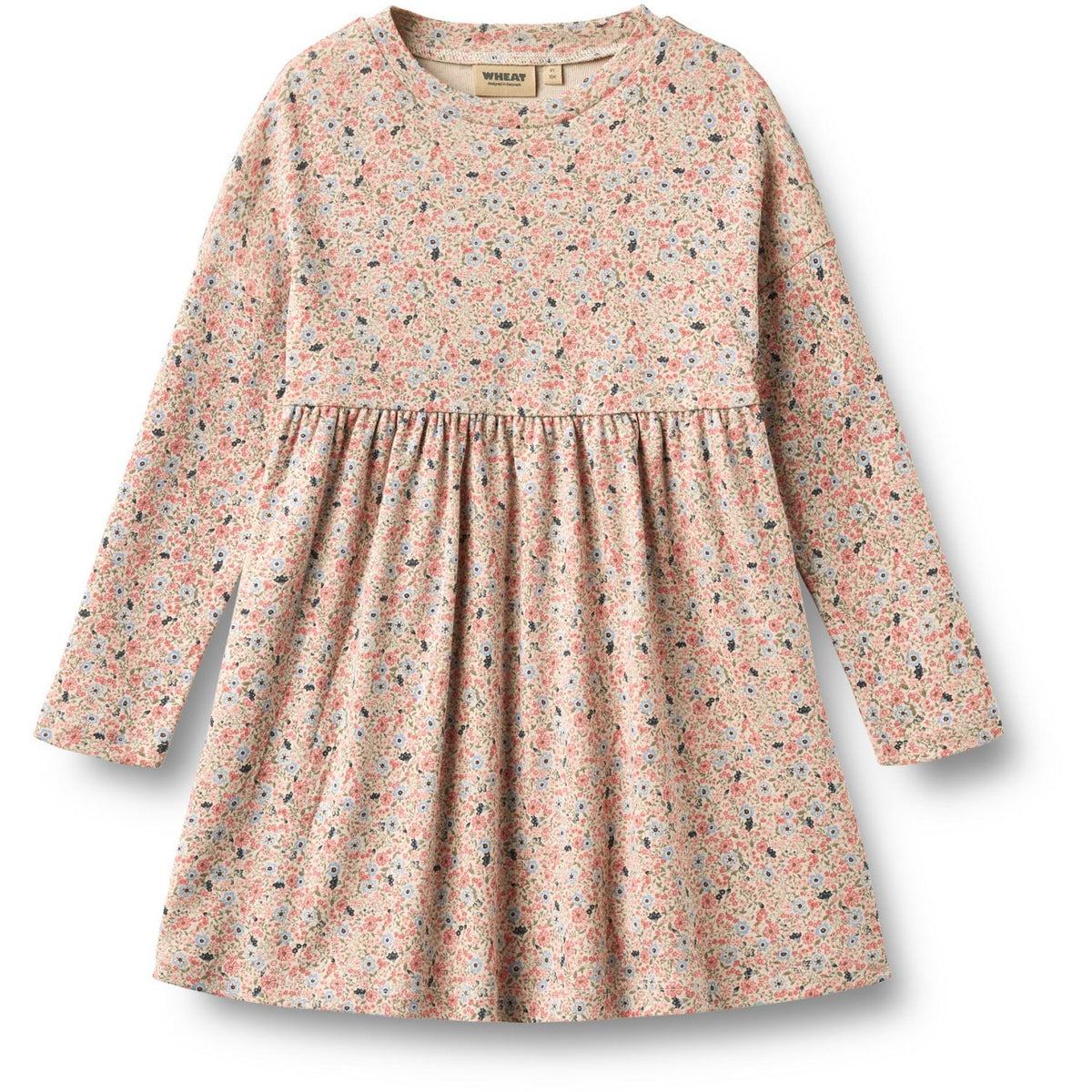 Wheat Grey Cloud Flowers Jersey Kjole L/S Emmy