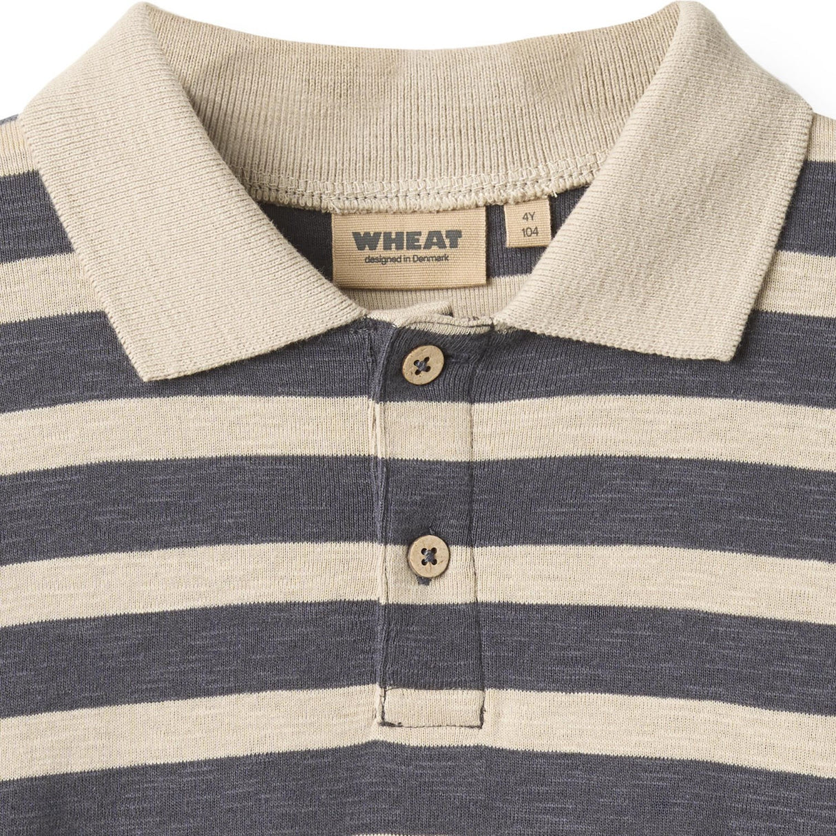 Wheat Greyblue Stripe Polo Skjorte L/S Fred