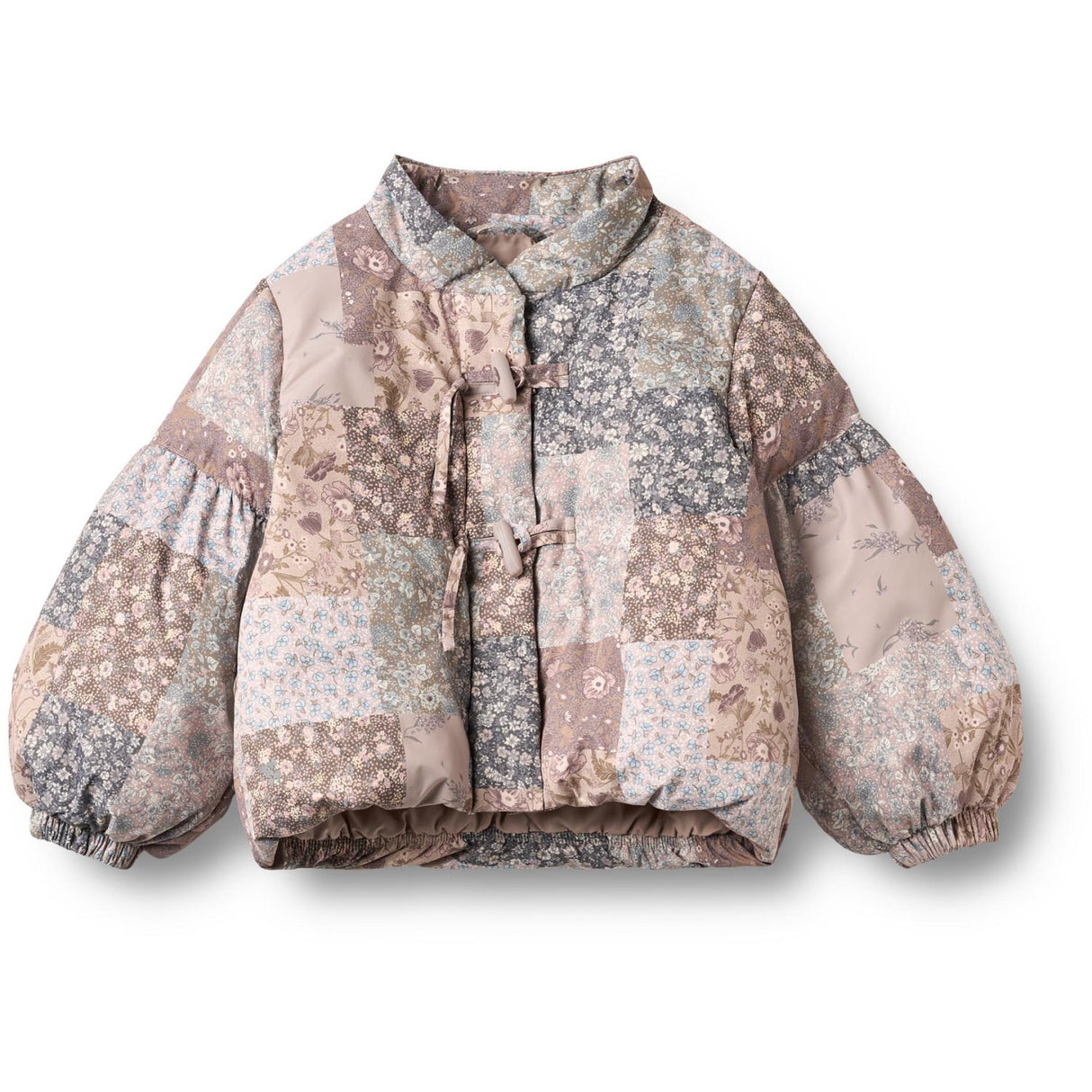 Wheat Patchwork Flowers Puffer Jakke Zallie