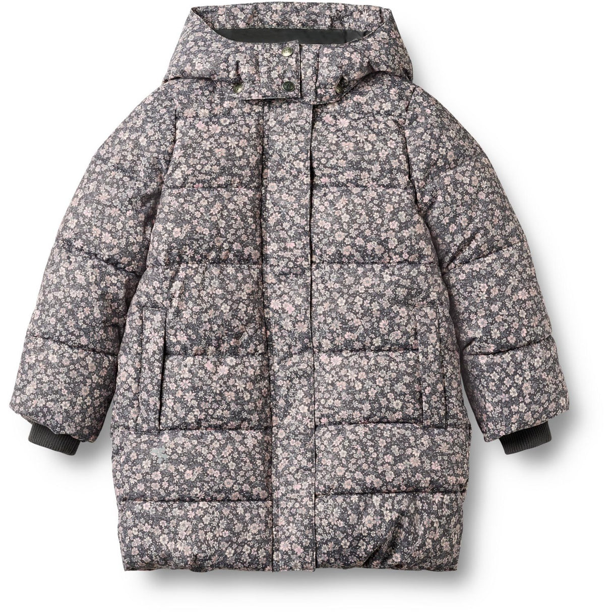 Wheat Dark Charcoal Flowers Puffer Frakk Yrsa