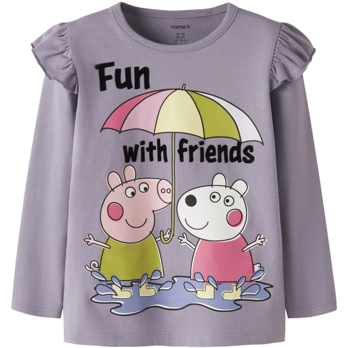 Name It Lavender Gray Nmfomba Peppa Ls Nreg Topp Eske Cplg