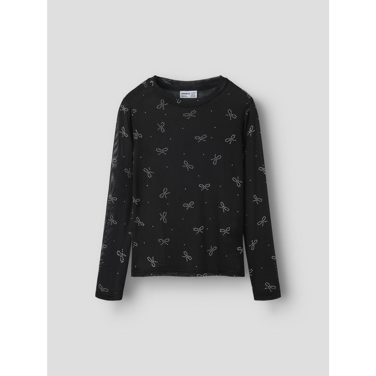 Name It Black Bow Nkfrestin Ls Mesh Slim Topp