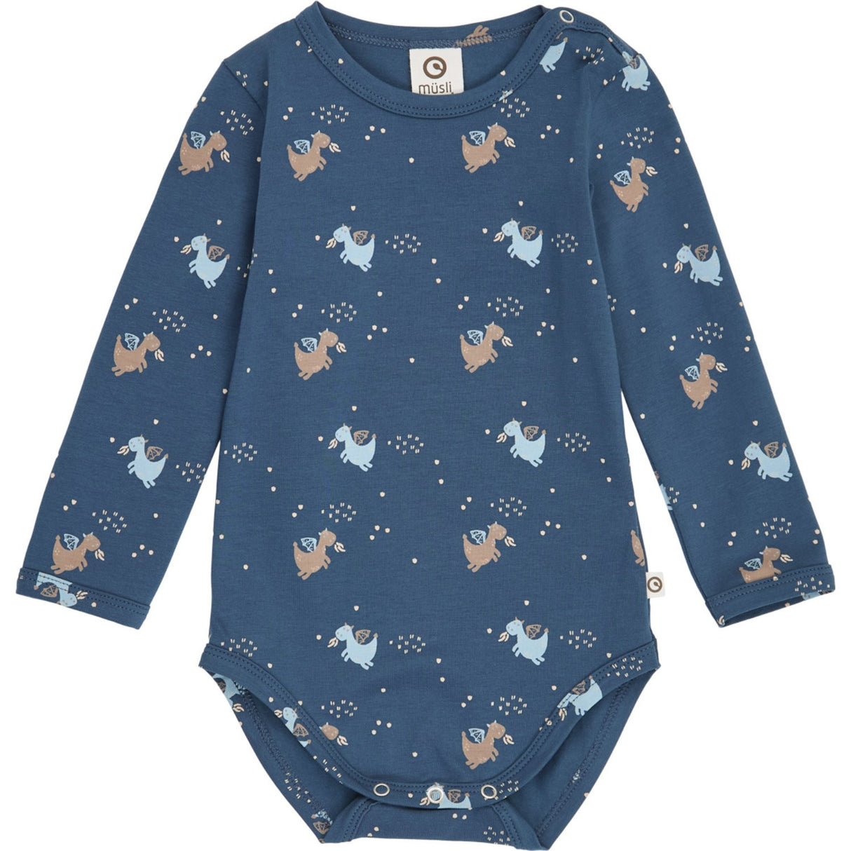 Müsli Navy/ Soft Blue/ Walnut Storybook L/S Body