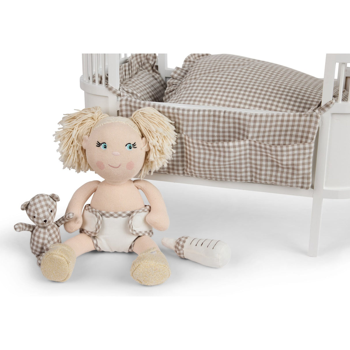 Smallstuff Delicate Nature Gingham Oppbevaring Med Accessories Til Dukkeseng