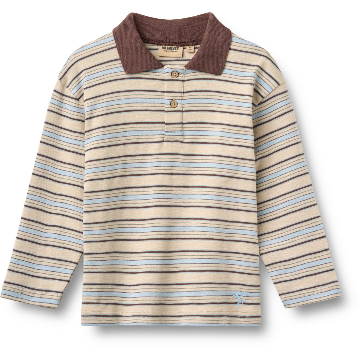 Wheat Multi Blue Stripe Polo Skjorte L/S Fred
