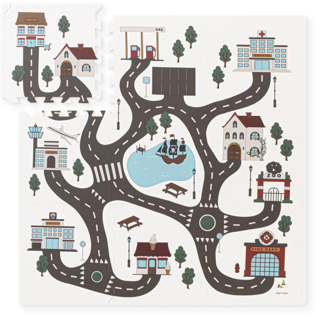 That's Mine Roadtrip Alva Foam Play Mat Square