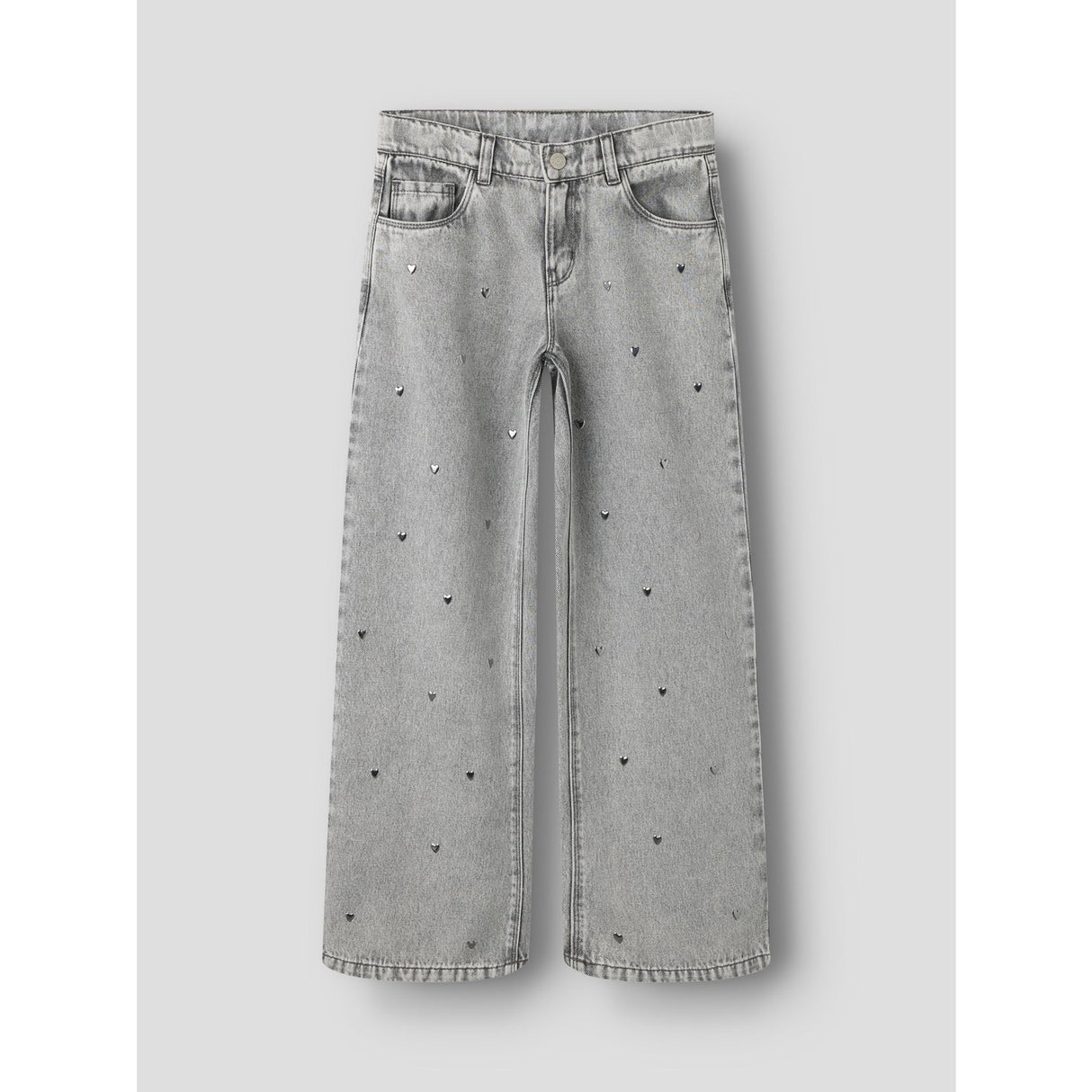 Name It Light Grey Denim Nkfrose Wide Heart Studs Jeans 2021-Za D