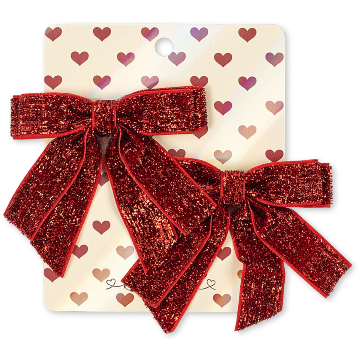 Konges Sløjd Red Glitter 2 Pakke Fløyel Dobbel Bue Hair Clips