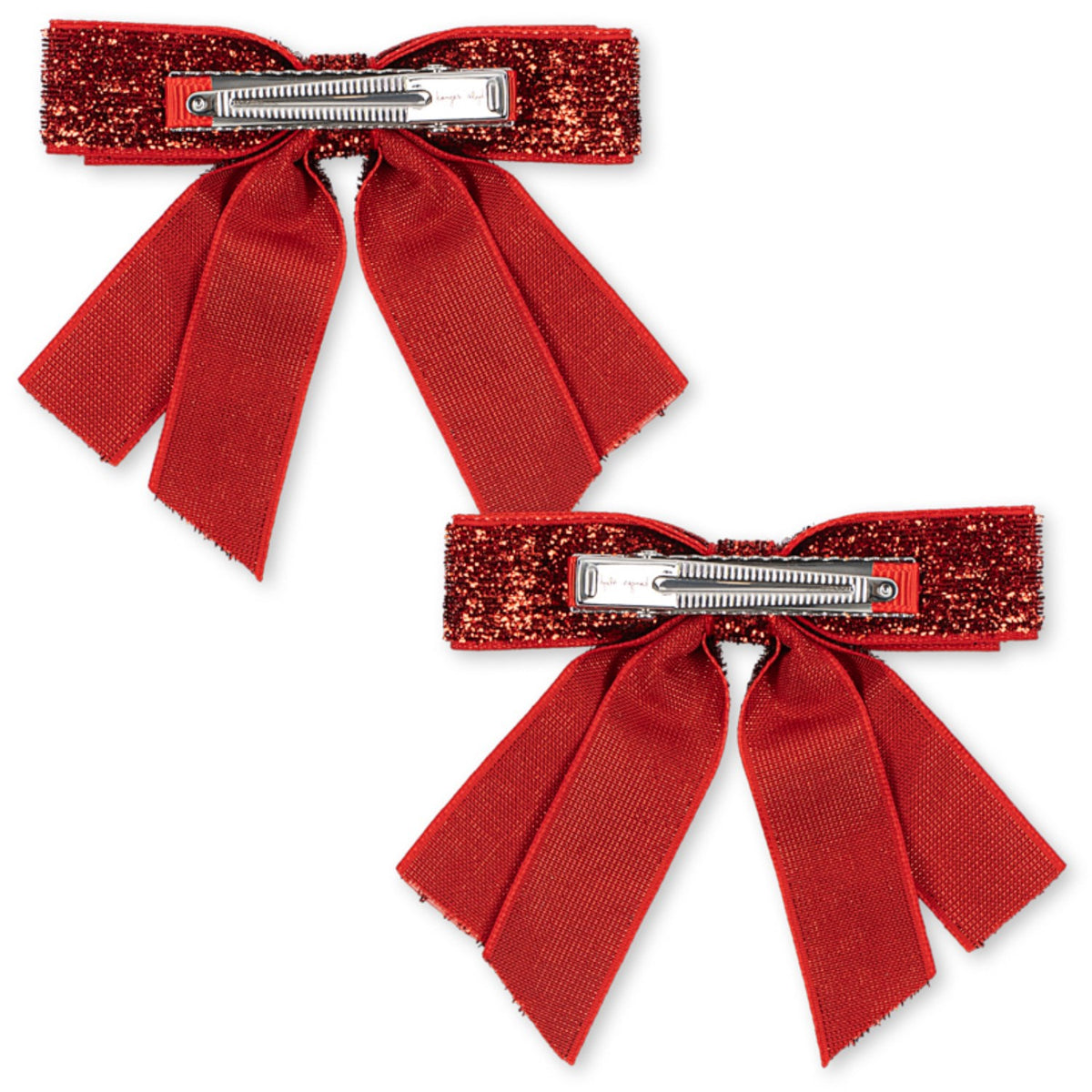 Konges Sløjd Red Glitter 2 Pakke Fløyel Dobbel Bue Hair Clips