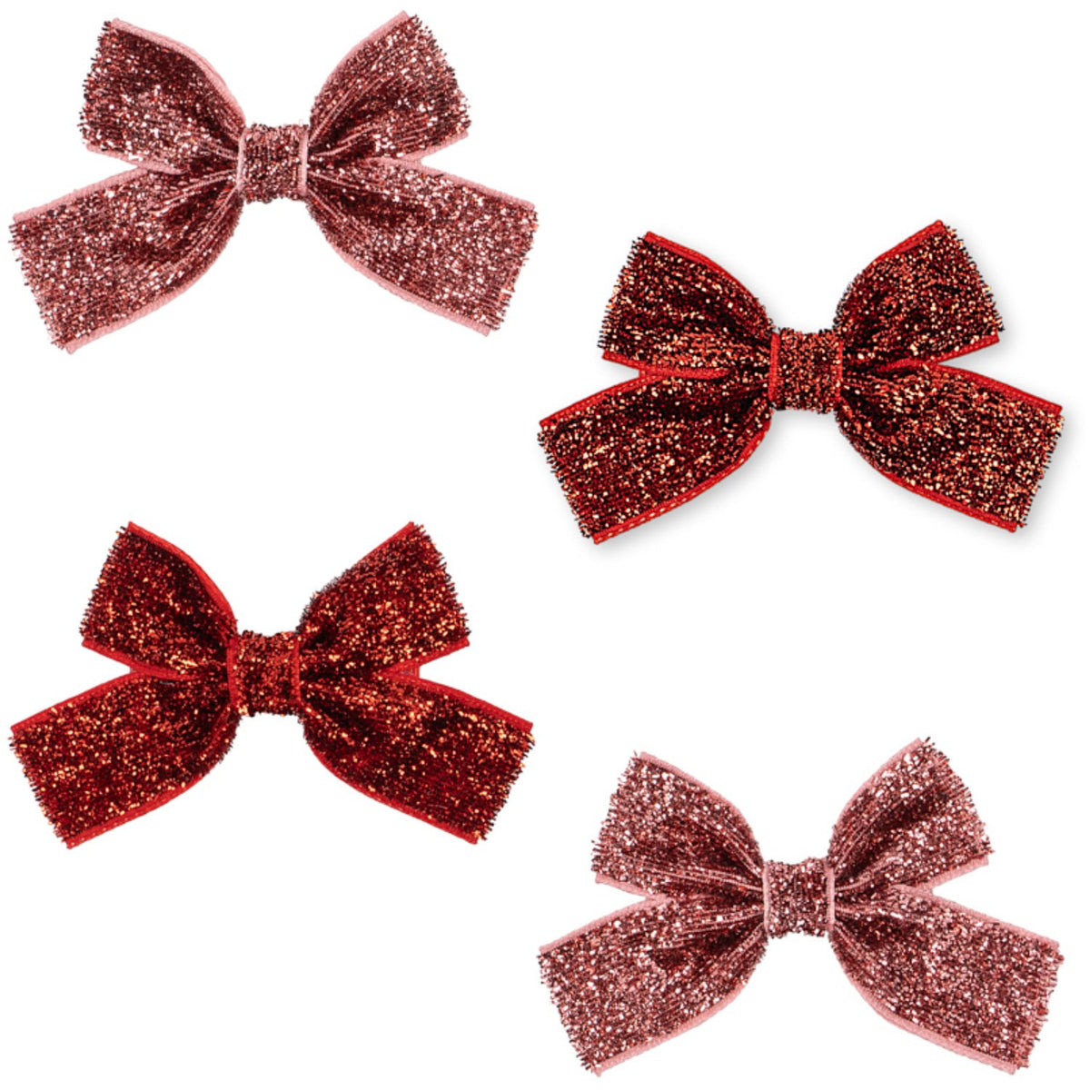 Konges Sløjd Red Glitter/ Rose Glitter 4 Pakke Micki Bue Hair Clips