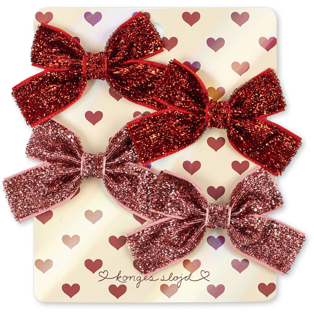 Konges Sløjd Red Glitter/ Rose Glitter 4 Pakke Micki Bue Hair Clips