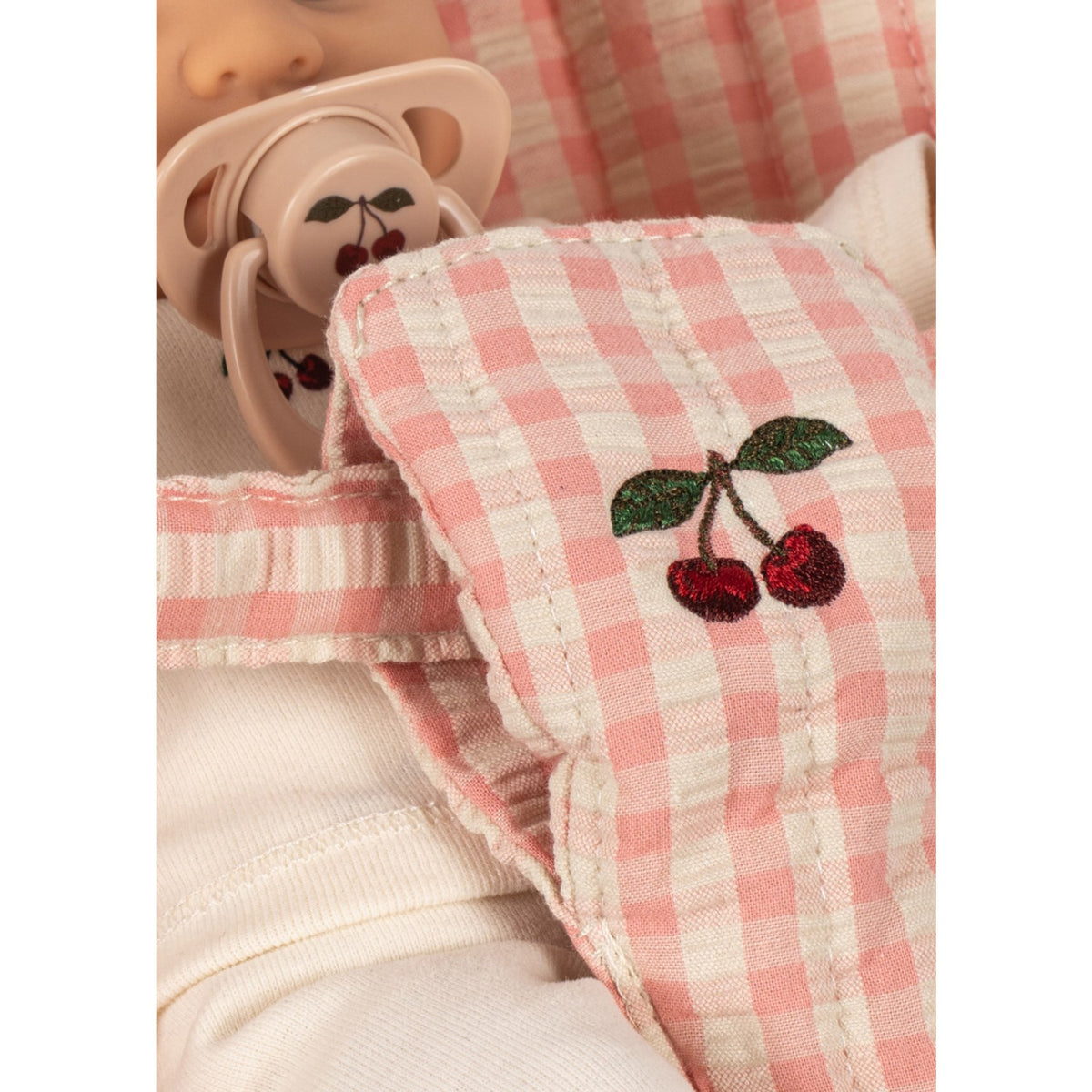 Konges Sløjd Pink Check Poppy Dukke Stroller Sett