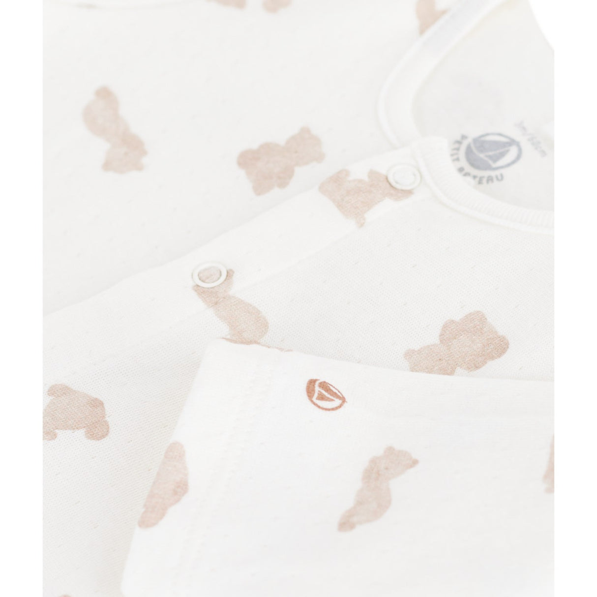 Petit Bateau MARSHMALLOW/BRUN Sleepsuit