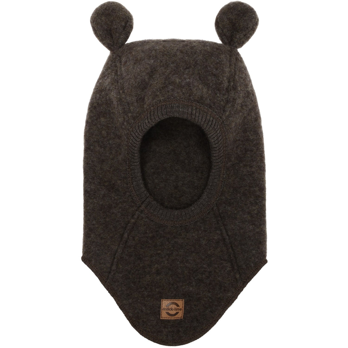 Mikk-Line Dark Brown Melange Ull Balaclava med Ører