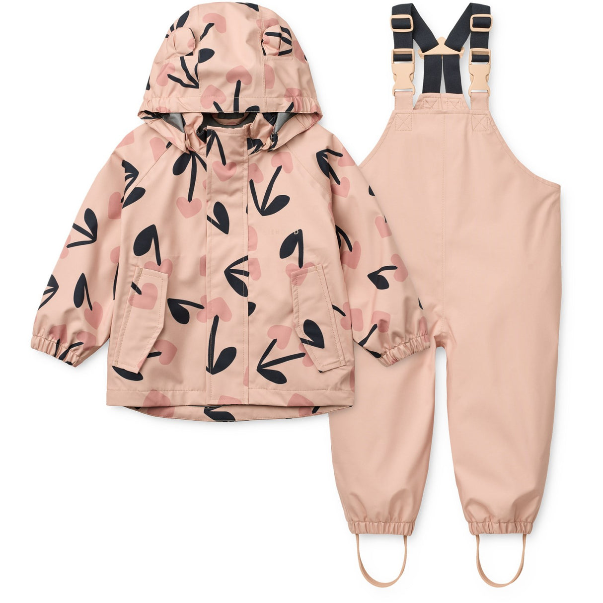 LIEWOOD Mega Cherry Heart/ Rosey Mix Manu Regntøy Sett