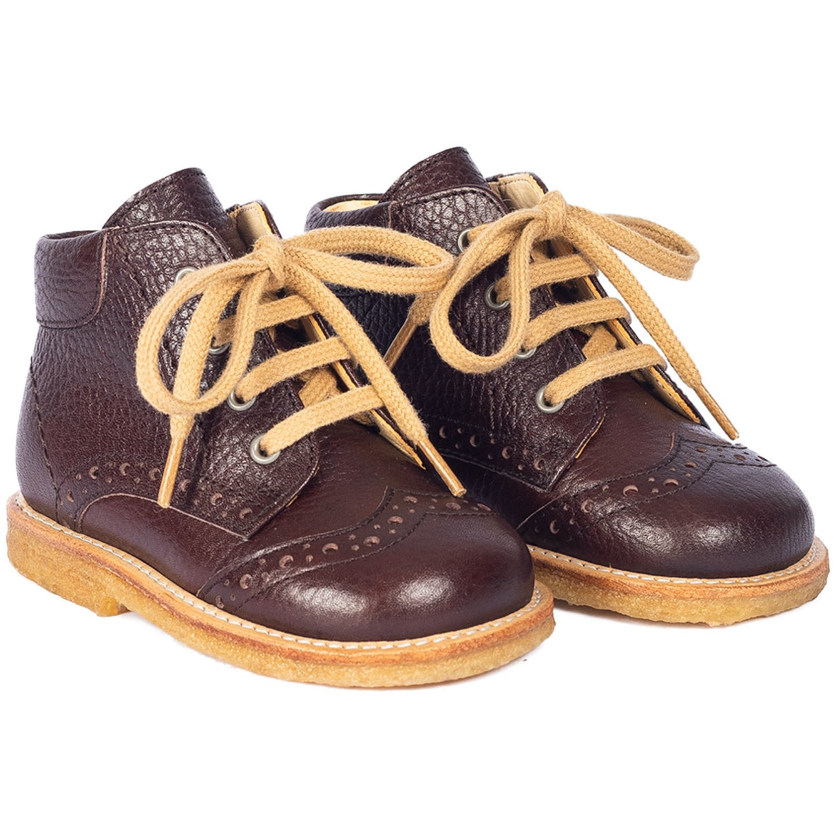 Angulus Dark Brown Klassisk Snøresko Med Brogue Detaljer
