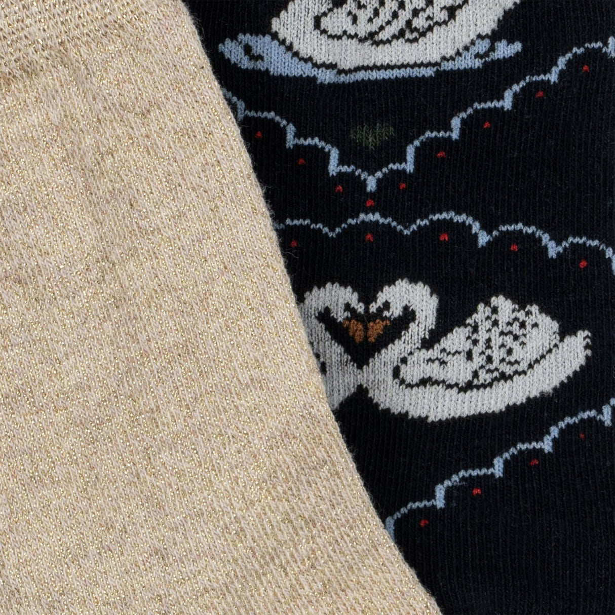 Konges Sløjd Navy/Off White 2 Pakke Jacquard Swan Strømper
