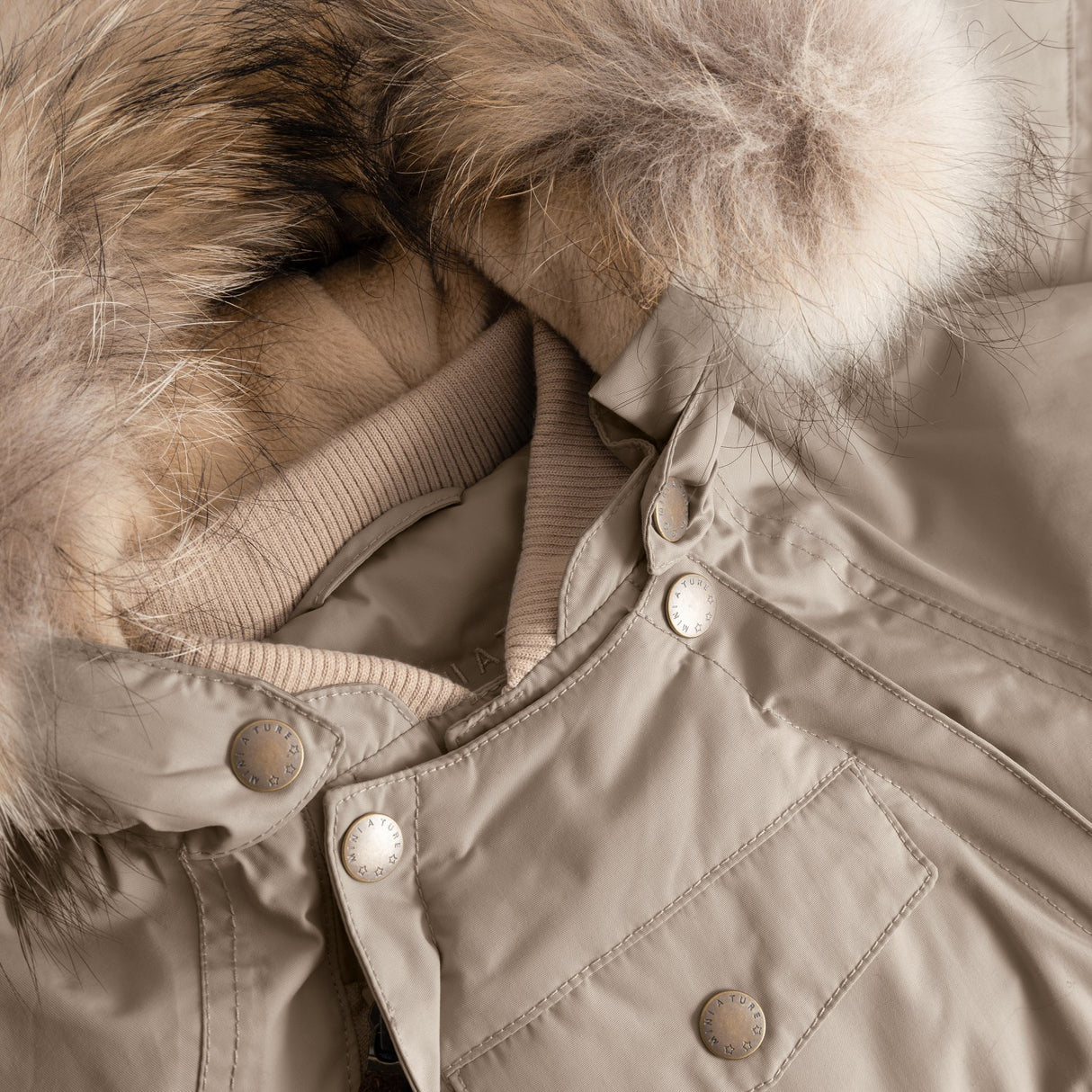 Mini A Ture Grey Brown Matwisti Fleece Lined Flydress Fur. Grs