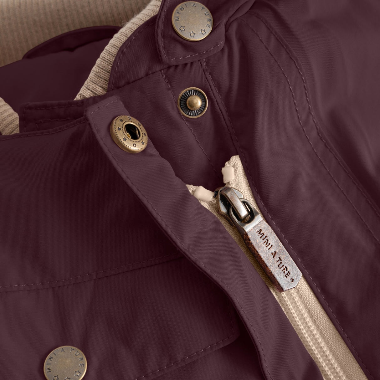 Mini A Ture Fudge Aubergine Matwisti Fleece Lined Snowsuit. Grs