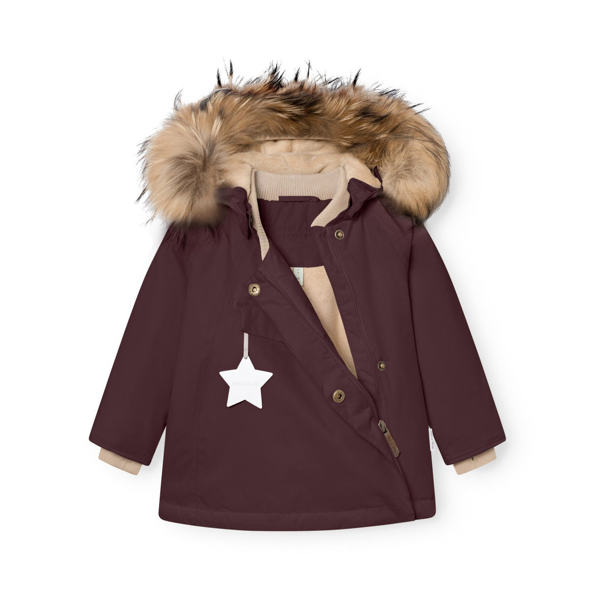 Mini A Ture Fudge Aubergine Matwang Fleece Lined Winter Jakke Fur. Grs