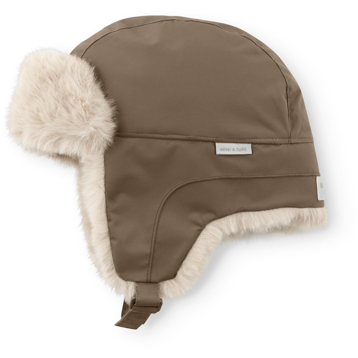 Mini A Ture Grey Brown Matcrister Teddybjørn Lined Winter Hette
