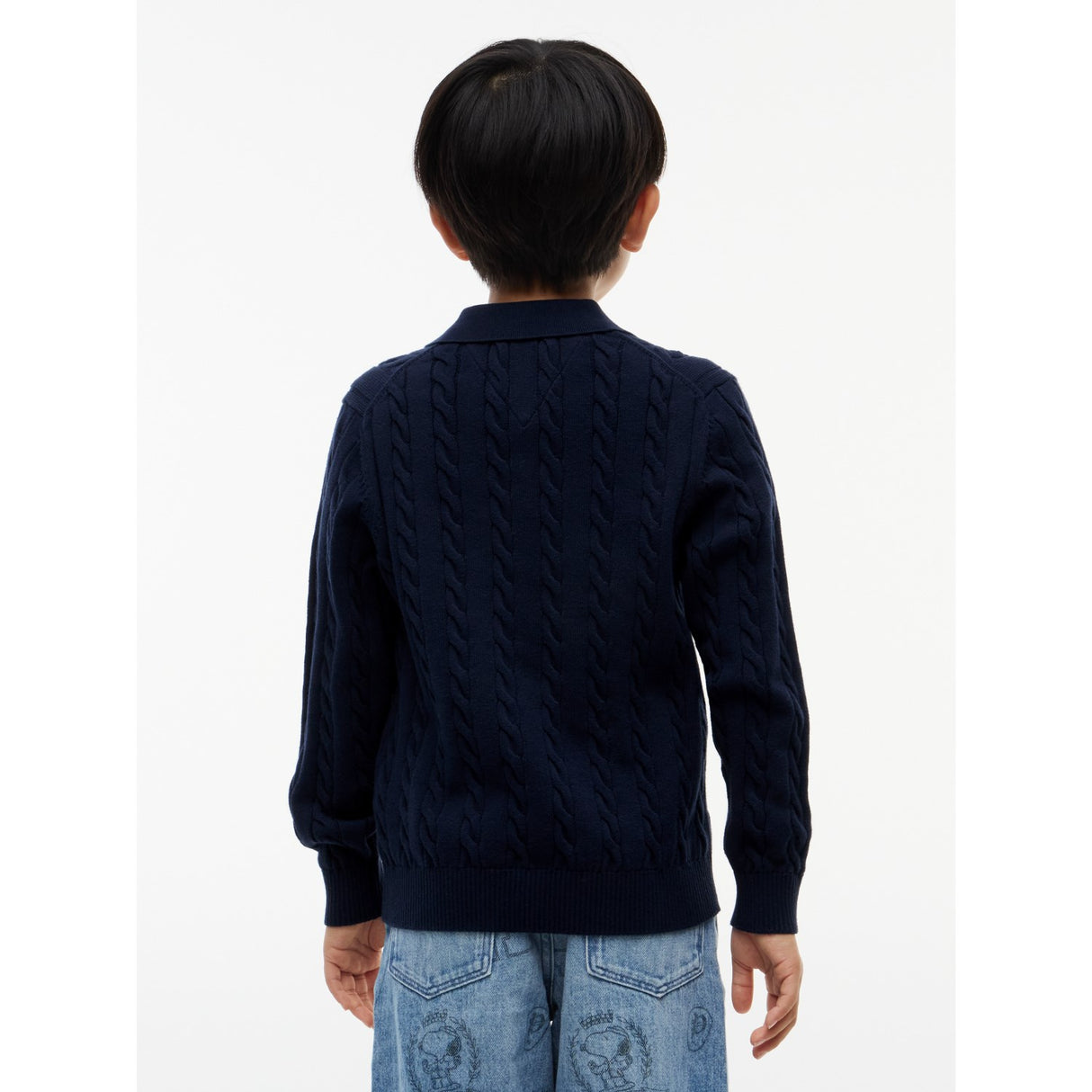 Tommy Hilfiger Dark Blue-Blue Bomull Cable Polo Sweater