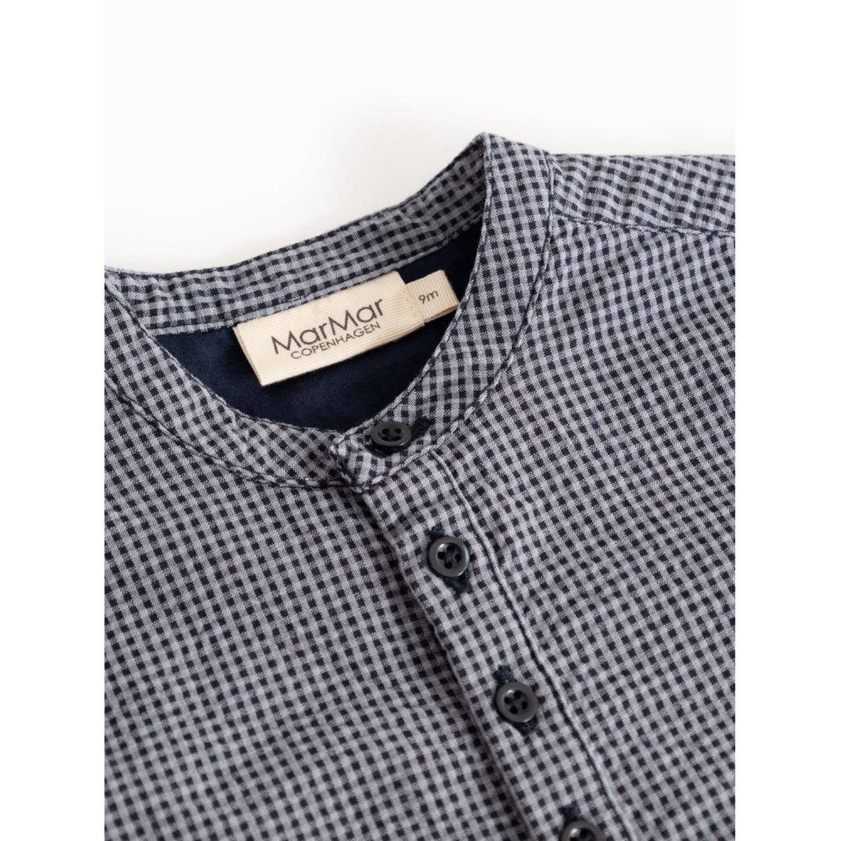 MarMar Cotton Seersucker Pigeon Blue Check Totoro Skjorte
