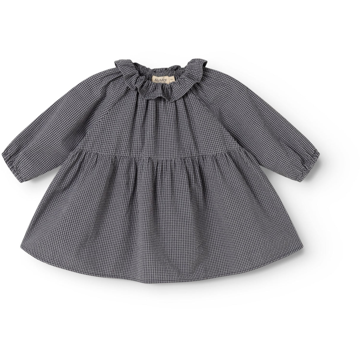 MarMar Cotton Seersucker Pigeon Blue Check Dawson Frill Kjole