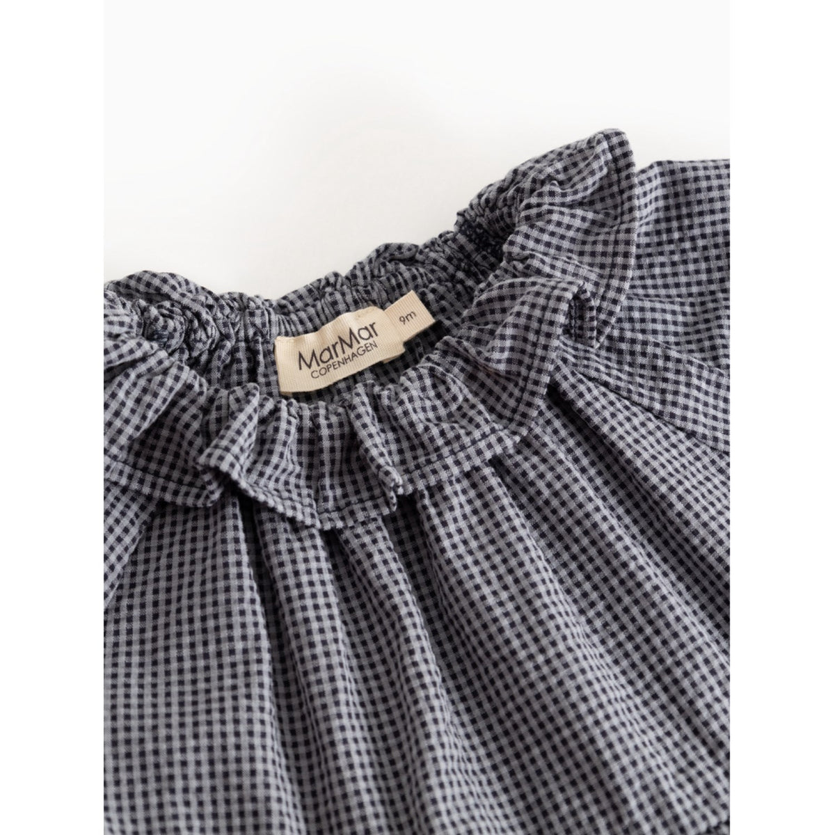 MarMar Cotton Seersucker Pigeon Blue Check Dawson Frill Kjole