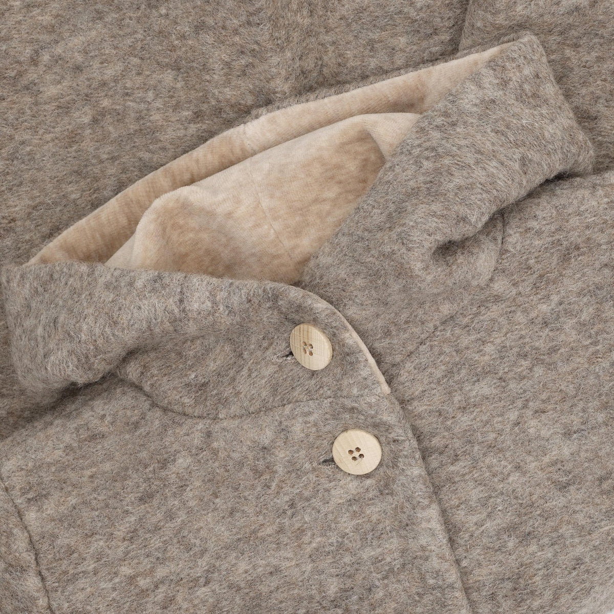 Huttelihut Camel Melange Frakk Hette Ull M/ Lining