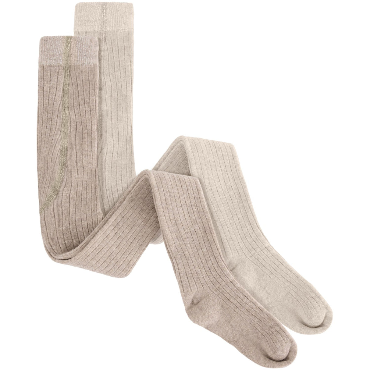 Huttelihut Camel Melange Ull Rib Stockings 2-Pakning