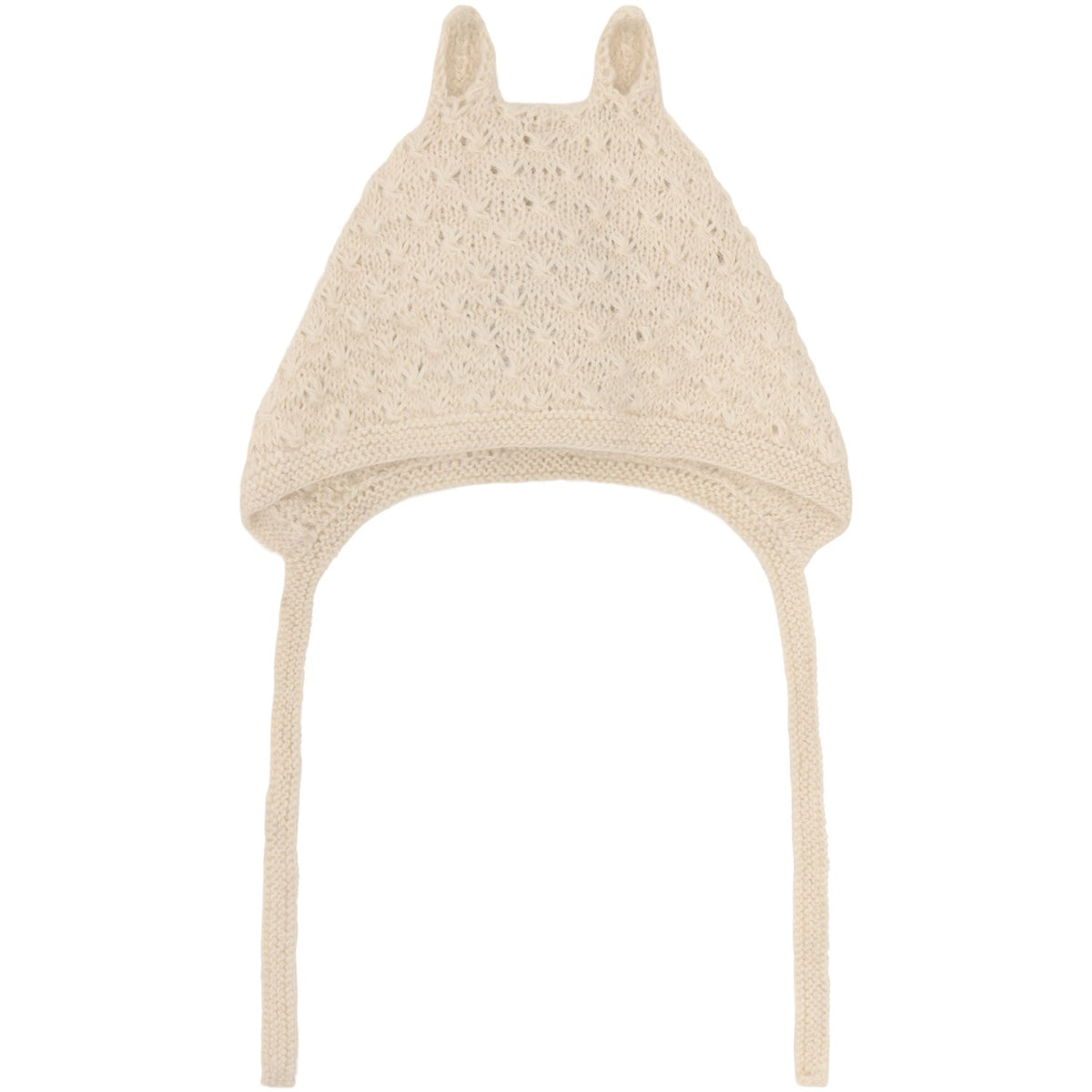 Huttelihut Off-White Bonnet Ears Alpaca Ull Strikk