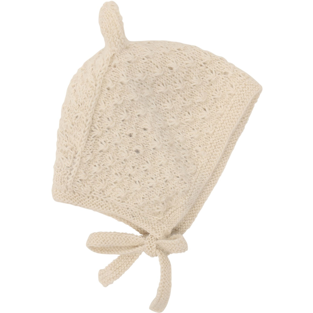 Huttelihut Off-White Bonnet Ears Alpaca Ull Strikk