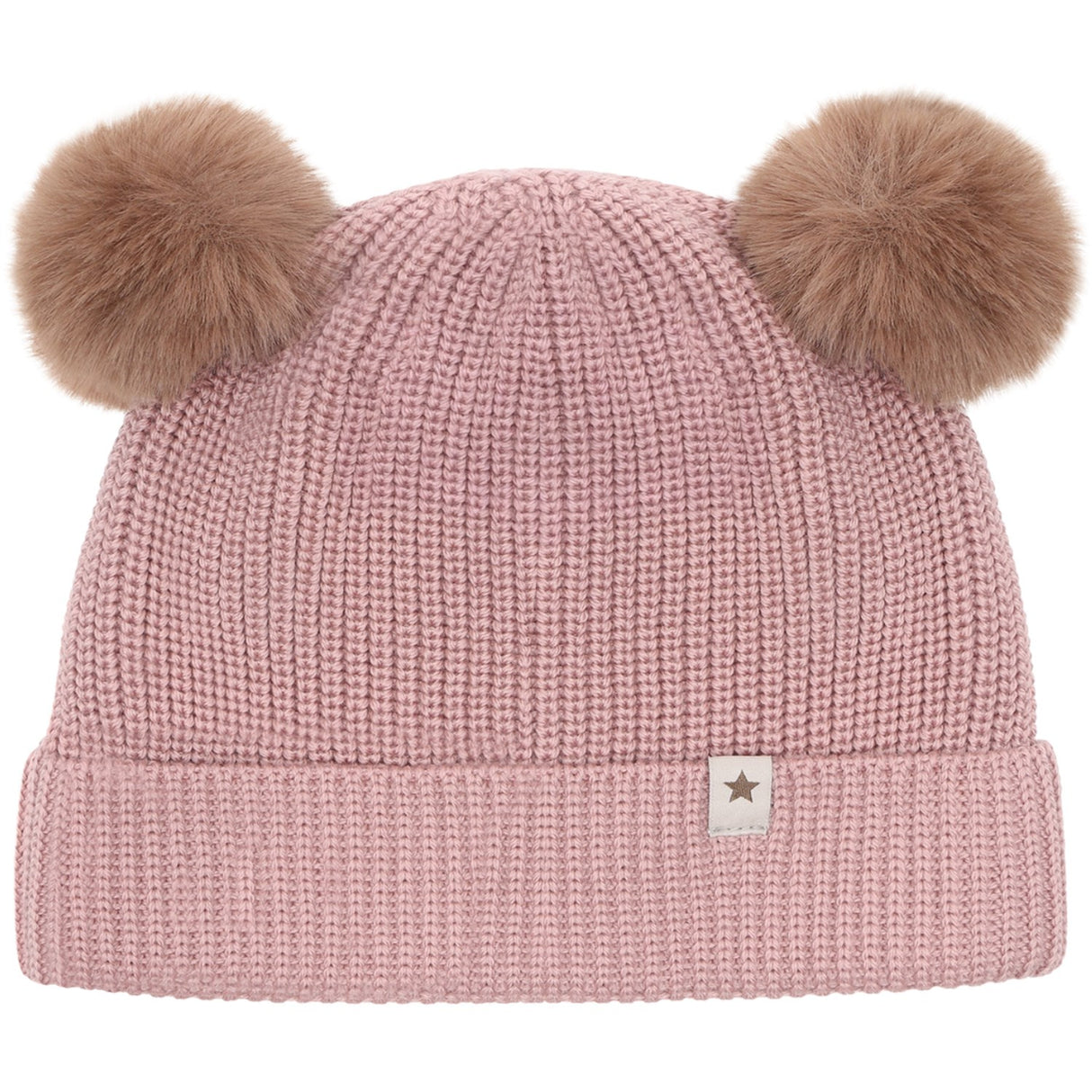 Huttelihut Woodrose Beanie Ull Strikk Pompoms