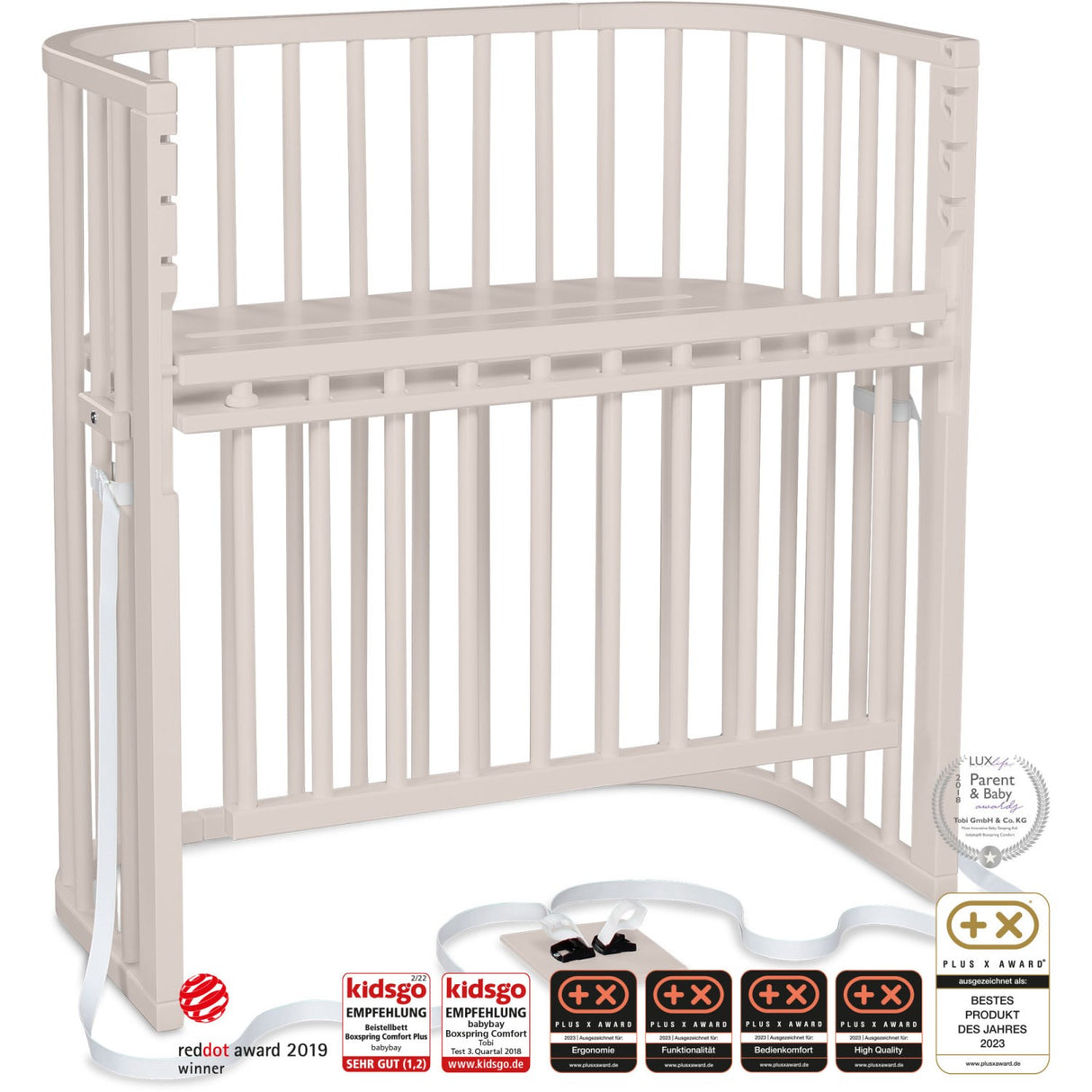 babybay® Beige Varnished Boxspring Comfort Plus Co-sleeper