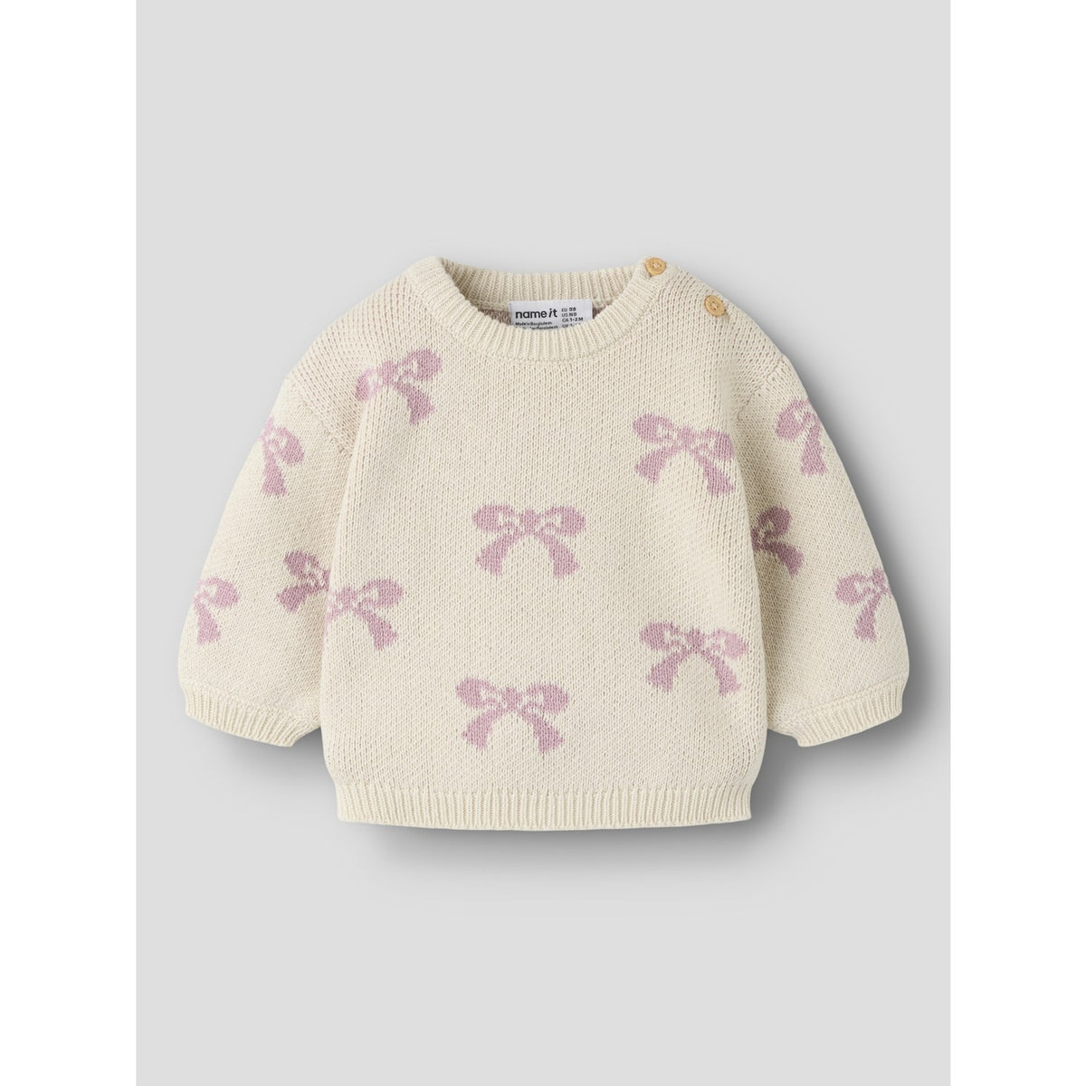 Name It Birch Bows In Mauve Shadows Nbfoana Ls Strikk Eske