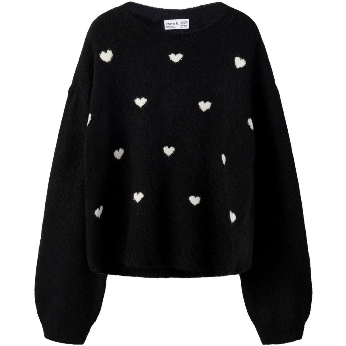 Name It Black Hearts In Birch Nkfogusse Ls Strikk