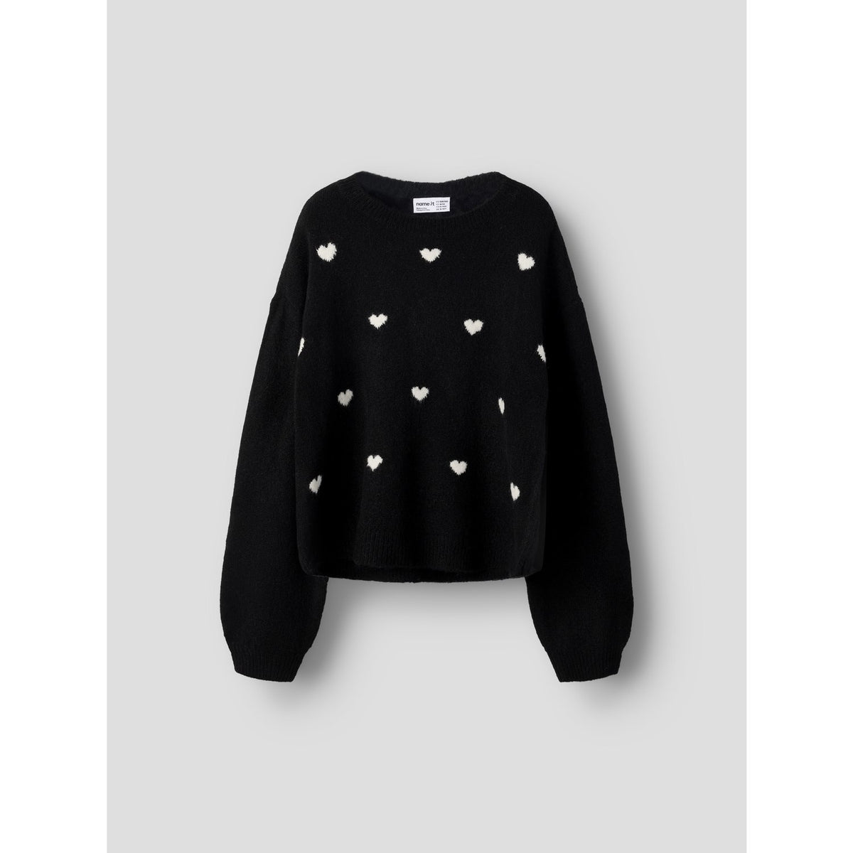 Name It Black Hearts In Birch Nkfogusse Ls Strikk