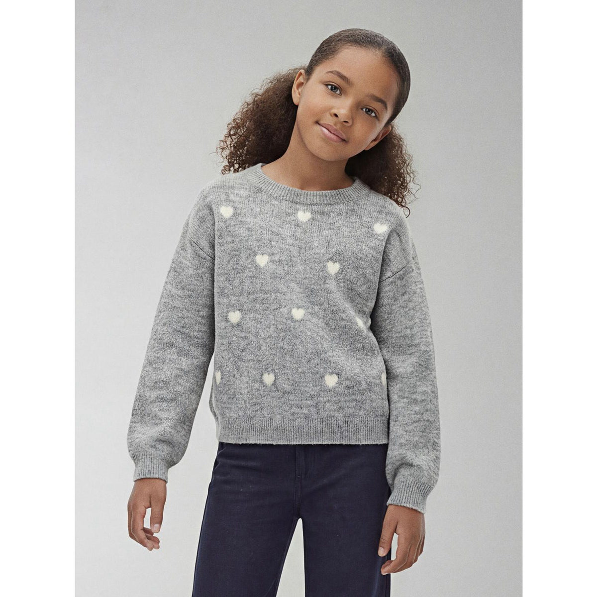 Name It Grey Melange Hearts In Birch Nkfogusse Ls Strikk