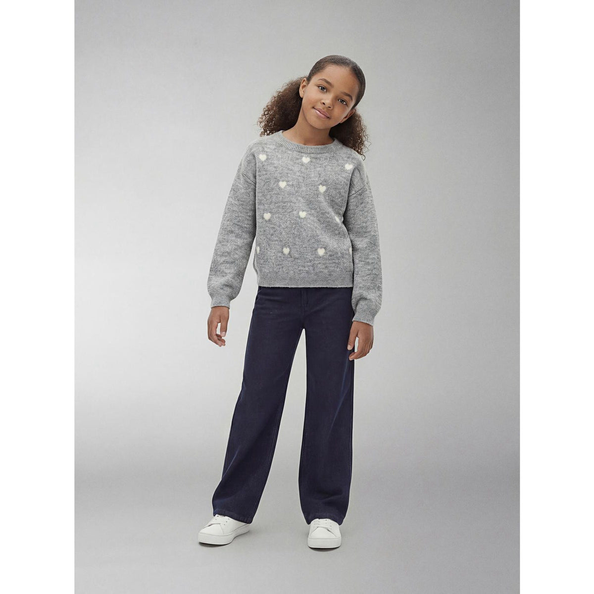Name It Grey Melange Hearts In Birch Nkfogusse Ls Strikk
