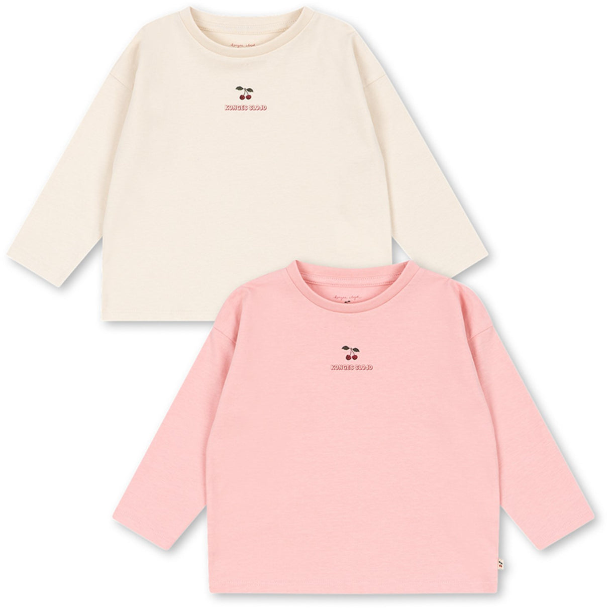 Konges Sløjd Pink Dolphin/Antique White 2 Pakke Lin Ls Tee Gots