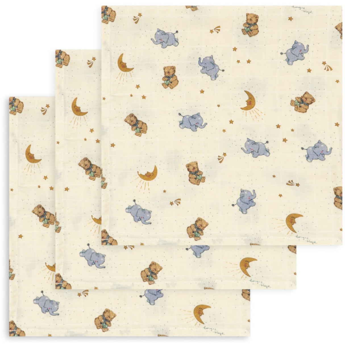 Konges Sløjd Cucciolo 3 Pakke Muslin Cloth Gots