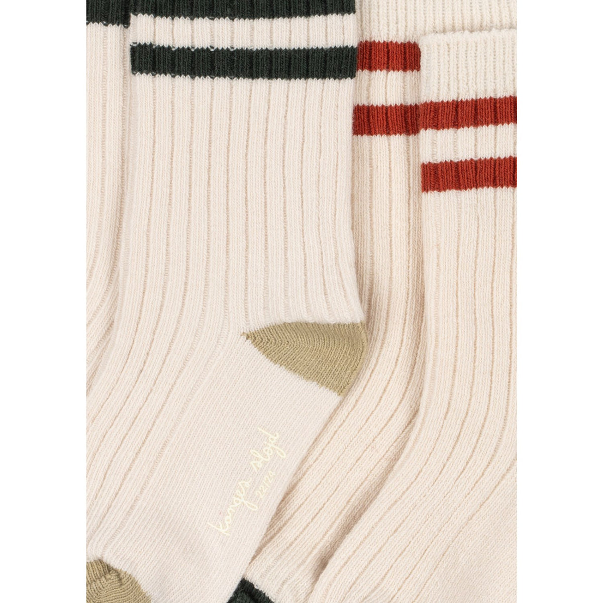 Konges Sløjd Green Stripe 2 Pakke Rib Strømper