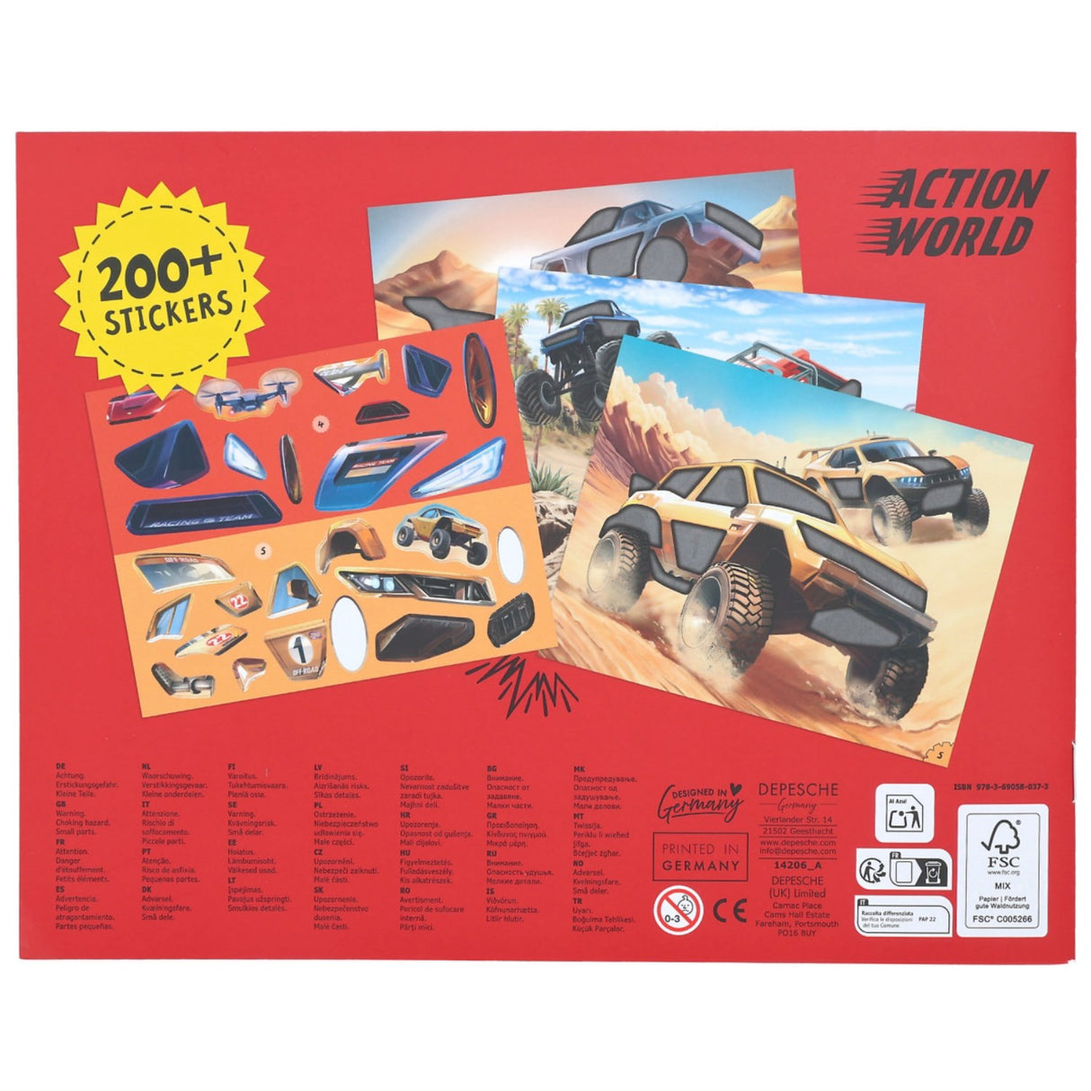 Dino World + Action Monster Cars Klistremerke Fun