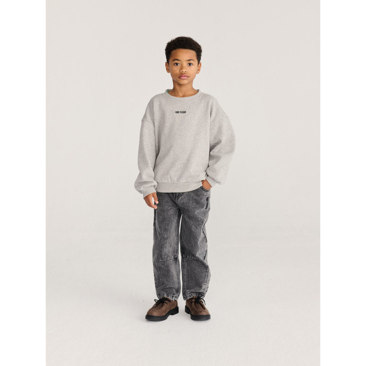 Bobo Choses Light Heather Grey Mush Monster Duo Collegegenser