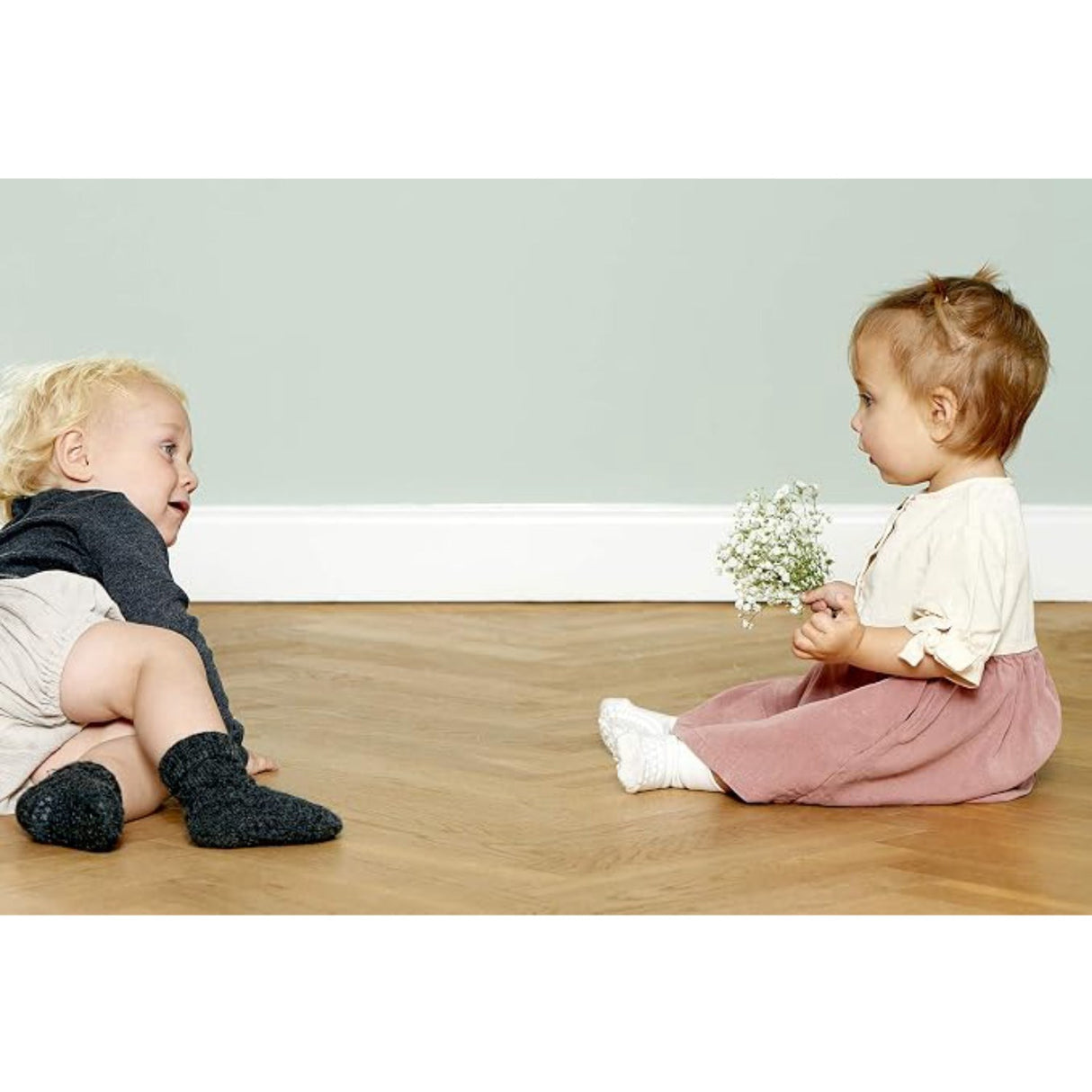 GObabyGO Bamboo Sokker Antislip Offwhite