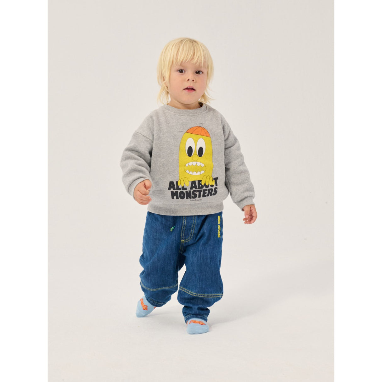 Bobo Choses Light Heather Grey Bigtooth Lemon Collegegenser